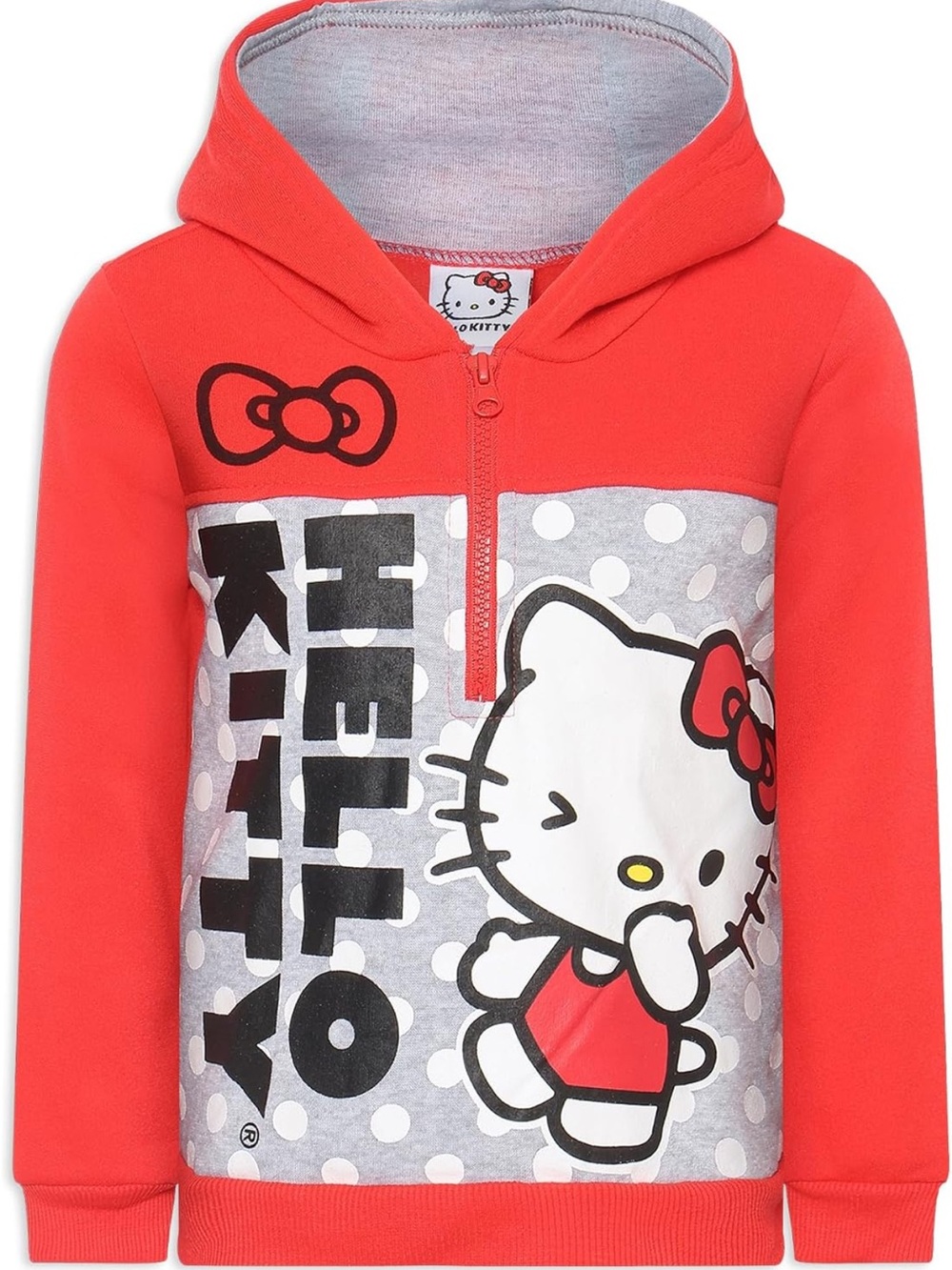 Hello Kitty Sanrio Girls Half Zip Up Hoodie for Toddlers, Little and Big Girl 6X